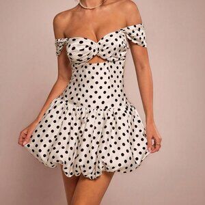 Black And White Casual Women's Polka Dot Mini Dress